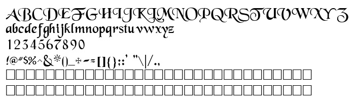 Die Vorschau der Schrift QTBlackForest Regular